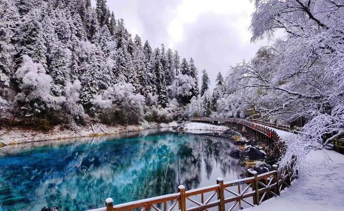 九寨沟雪后美景